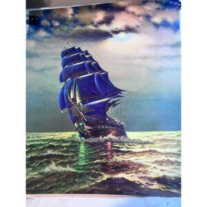 "Old Ironsides" USS Constitution unFramed Art Lithograph Print Poster Vtg